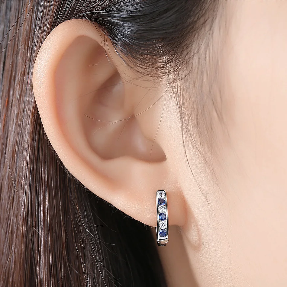 925 стерлингового серебра серьги гвоздики для женщин розового и голубого цвета с