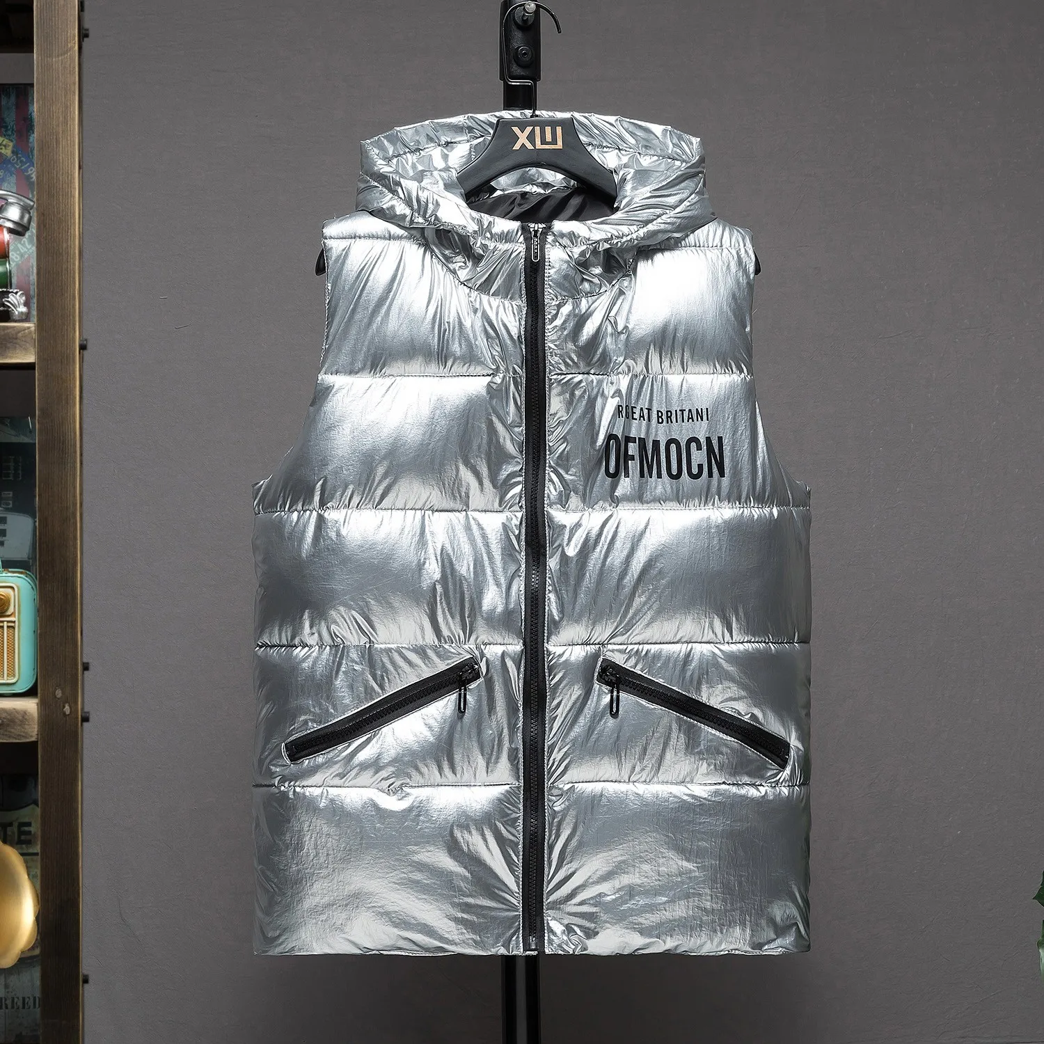 

Модный мужской жилет, зимнее теплое Стеганое пальто с капюшоном, молодежная хлопковая куртка, толстая парка, Модный молодежный теплый мужск...