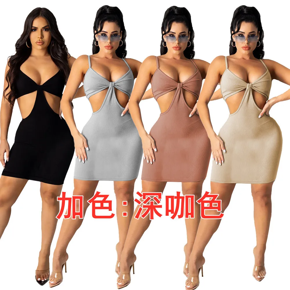 

Новинка лета 2021, женская одежда, пикантная цельная юбка на бретельках с вырезами на груди