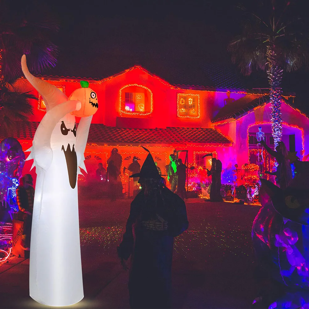 1.8m Halloween Inflatable Inflatable Model Luminous White Ghost Little Ghost Lifting Pumpkin With Lamp Garden Decoration 2017 inflatable mushroom model with led light