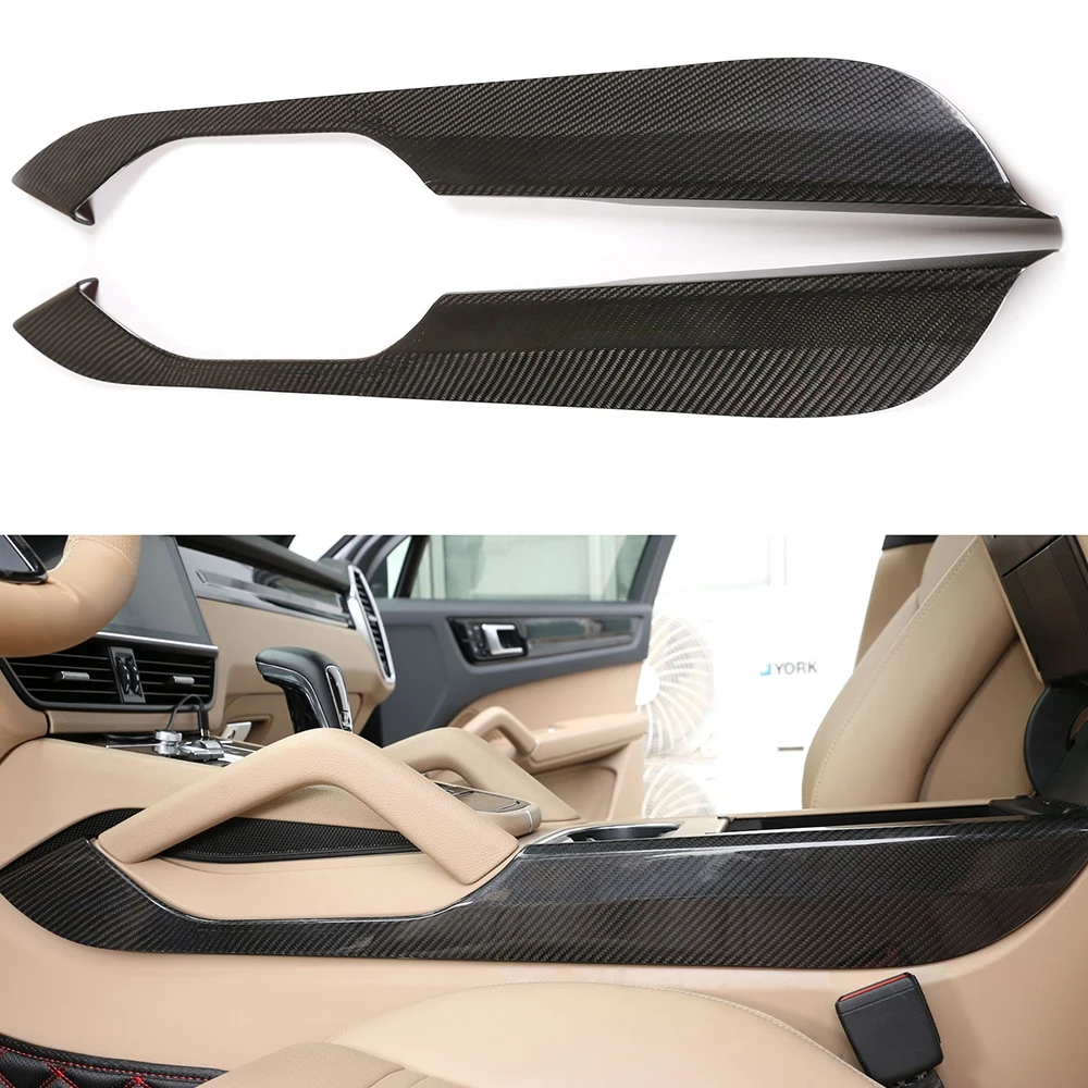 

Real Carbon Fiber Interior Central Control Armrest Panel Cover Trim For 2018 - 2021 Porsche Cayenne Decorative Car Accessoies