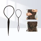 2 шт. пластиковое кольцо для конского хвоста, инструмент для укладки, черный топик, пони, топик, зажим для хвоста, для укладки волос, модный массажный инструмент