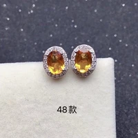classic silver citrine stud earrings for daily wear 57mm 100 genuine citrine silver earrings solid 925 silver citrine jewelry