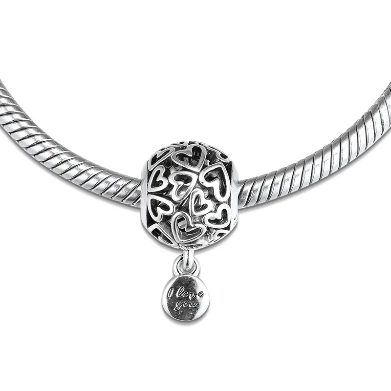 Зимние ажурные круглые бусины в форме сердца для шармов браслетов женские