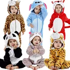 Комбинезон фланелевый детский с капюшоном, мультяшный рисунок, Пижама-комбинезон в виде животного, костюм панды, Одежда для новорожденных