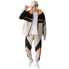 Спортивный костюм мужской из двух предметов, кофта и брюки в стиле хип-хоп, пэчворк, комплект спортивной одежды, весна-осень