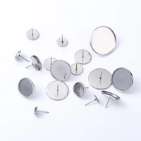 stainless steel blank earring base cameo base fit 6 25mm glass cabochons bezels earring studs setting diy jewelry making