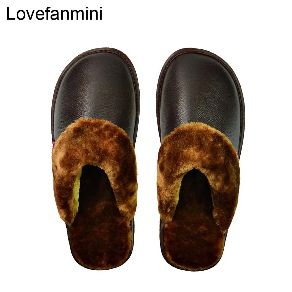 Тапочки из натуральной коровьей кожи Домашние Нескользящие тапочки для мужчин и