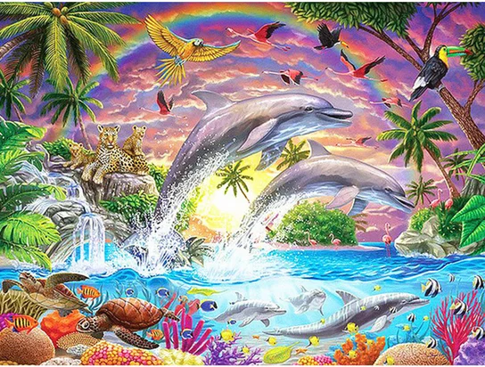 Алмазная 5D картина Дельфин полная круглая вышивка с животными Стразы для