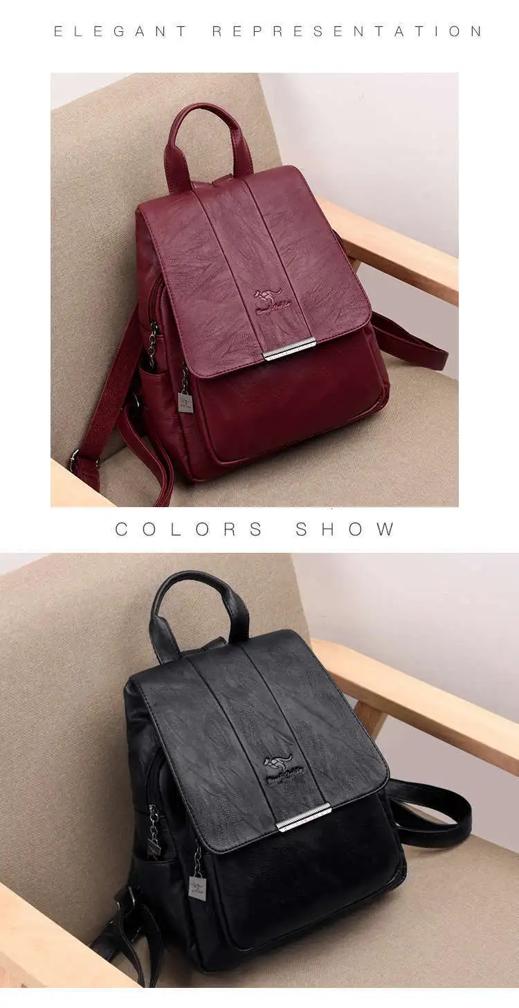 Woman High capacity travel Backpack Lady leather Backpack Fashion Female student Bag Sac a Dos School waterproof Shoulder Bags