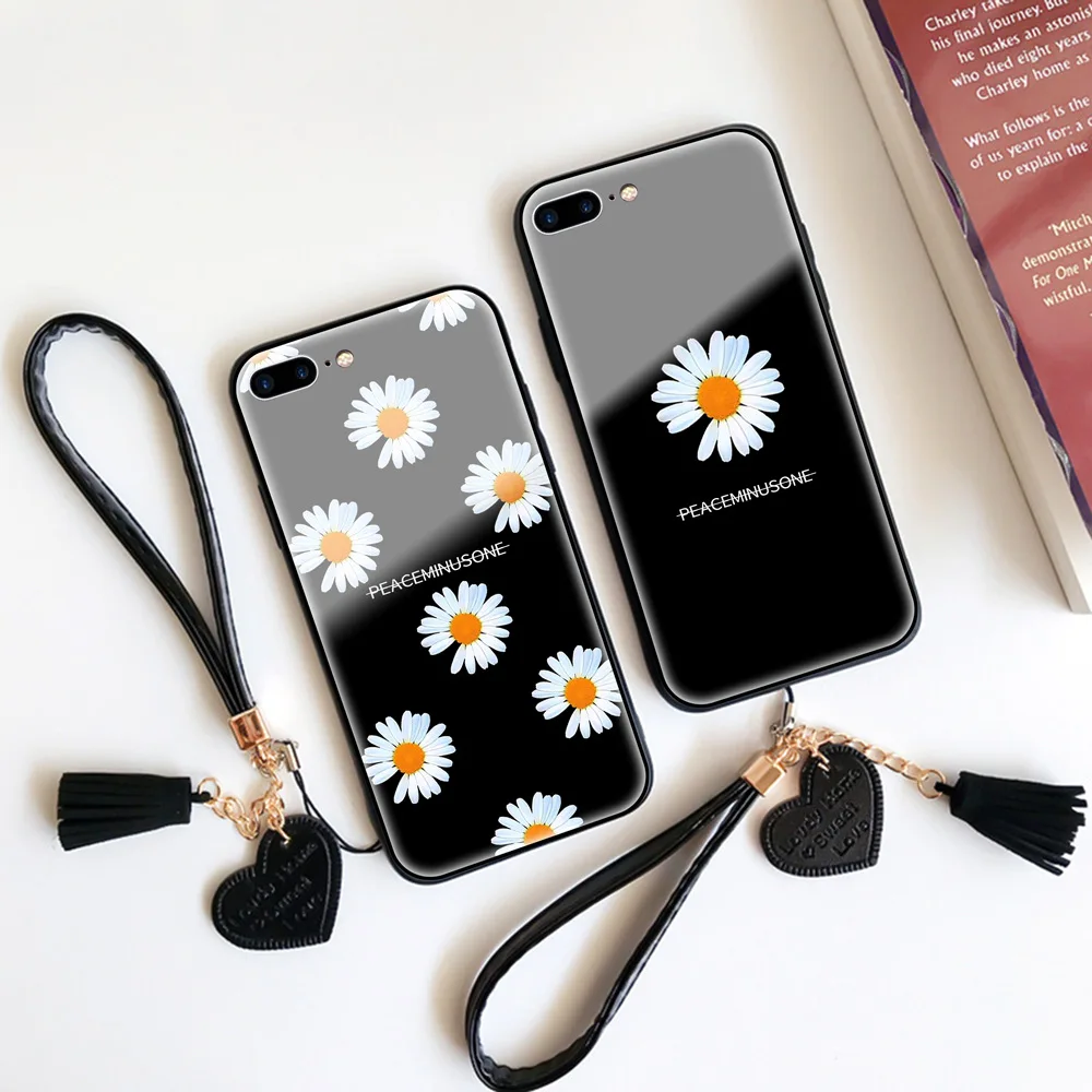 

Chao bai Xiao Zou Chrysanthemum glass mobile phone case For iphone 13 pro max mini