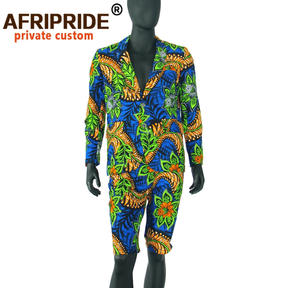 African Suit for Men Print Coats Jacket and Ankara Pants 2 Piece Set Ankara Clothes Dashiki Outwear Slim Fit Casual S2016015