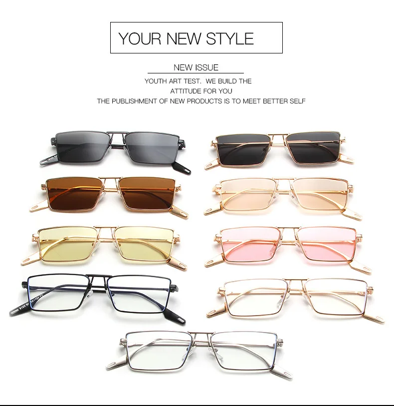 Sunglasses 2022 Fashion Small Box Metal Frame Rectangle Glasses The New Vintage Men and Women Luxury Designer Driving Eyeglasses round sunglasses