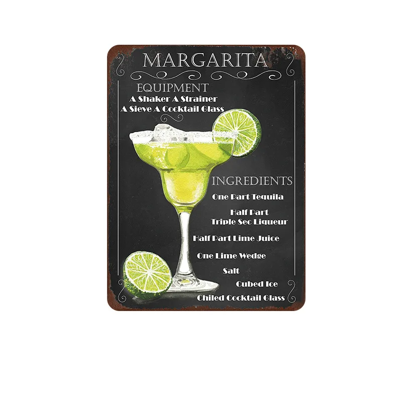 Коктейльный лаундж Маргарита Мартини металлическая табличка фотообои украшение