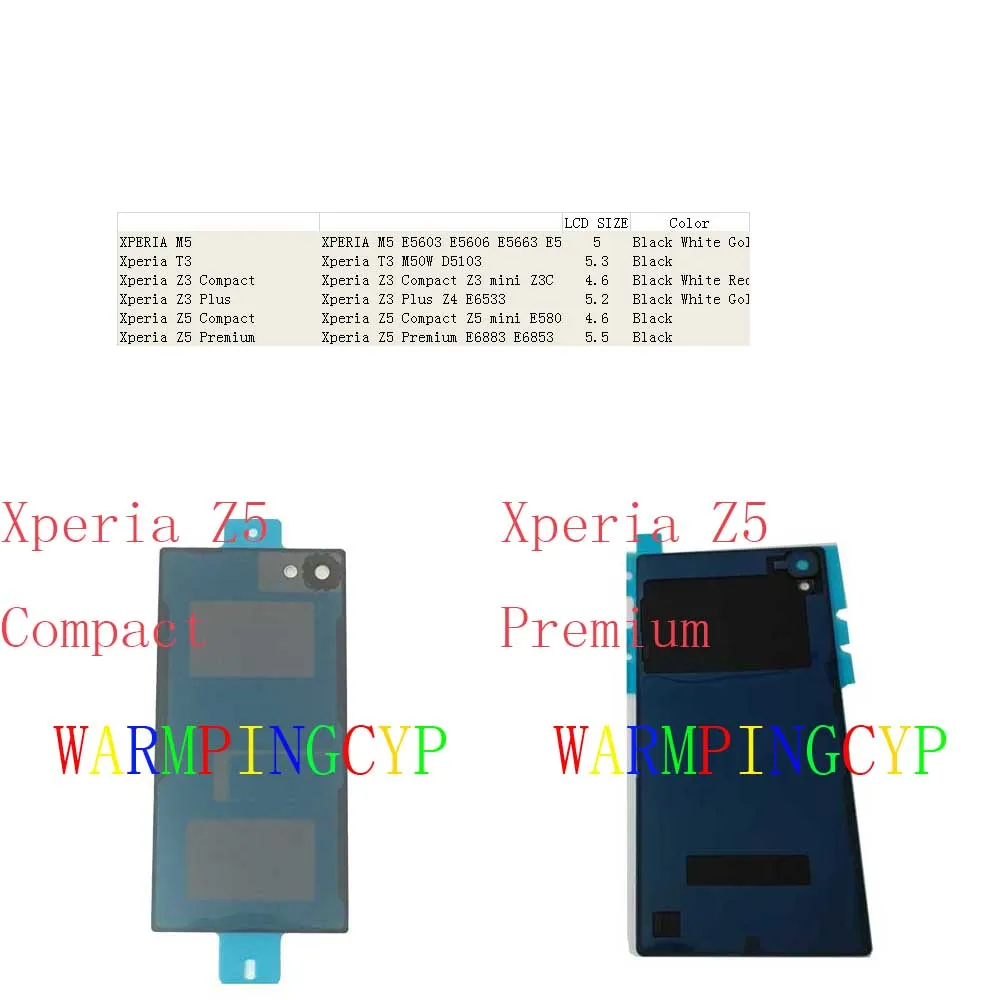 Battery Cover Door Back For Sony XPERIA M5 T3 Z3 Compact Plus Z5 Premium E5603 E5606 E5663 E5653 M50W D5103 mini Z3C M55W | Мобильные