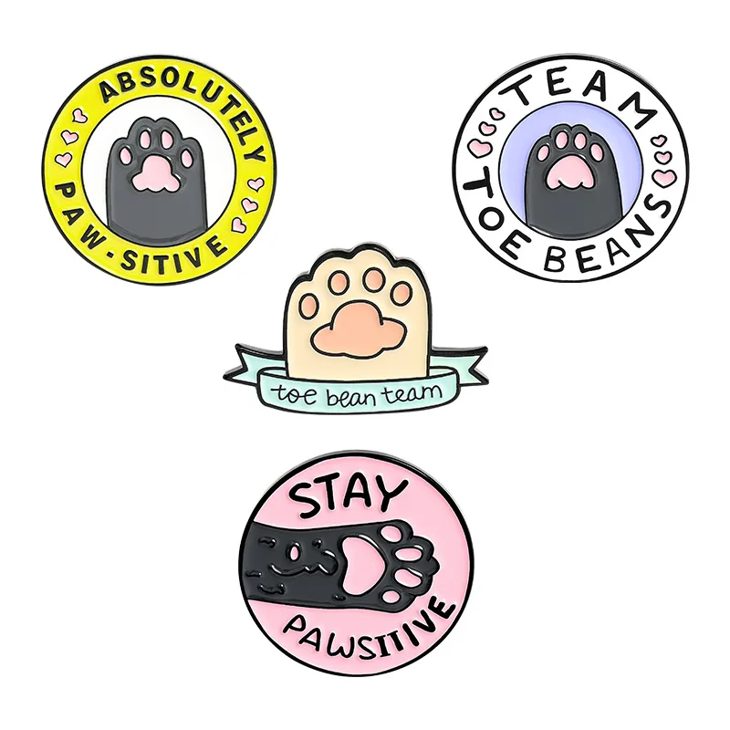 

Simple design cat paw letter pins creative letter round DIY fashion jewelry collection badge brooch