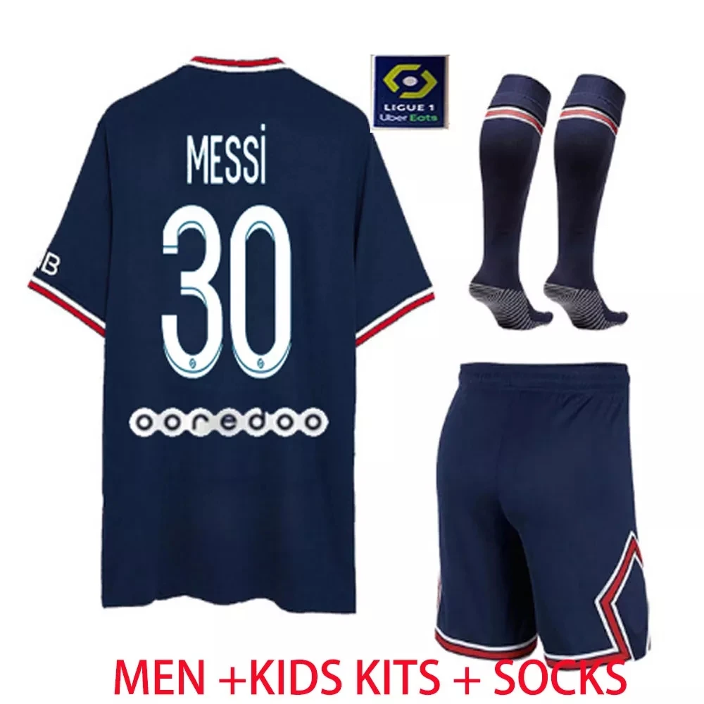 

Kids Kit Messis 2021 2022 PSG football jersey child MBAPPES NEYMARS 21 22 kids kit+socks Soccer shirts men kit set