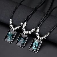 12 constellation pendant necklace 2021 fashion alloy resin leather 12 zodiac design astrology necklace ladies mens accessories