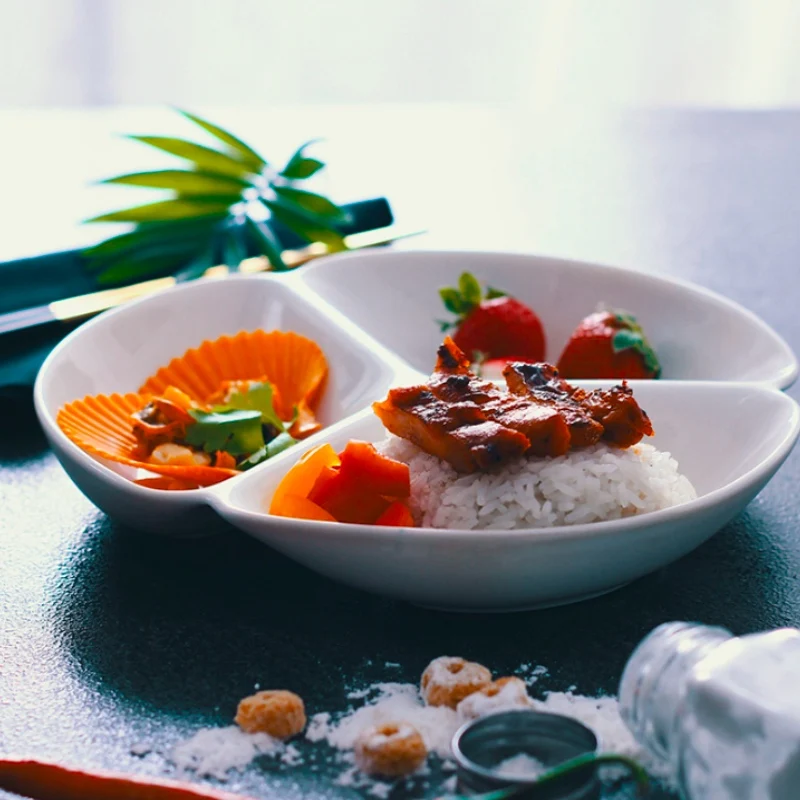 Керамическая разделительная чаша карамельных цветов Детская разделенная