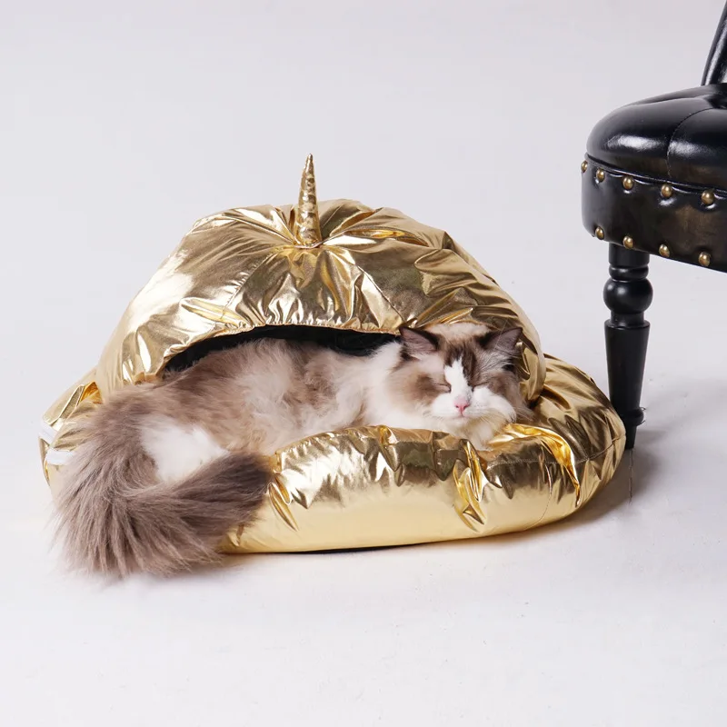 Красивая космическая кровать для кошек и собак взрывобезопасная Золотая