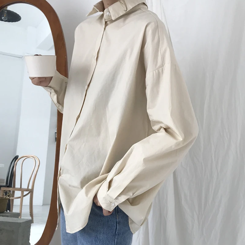 

Mozuleva Single-breasted Turn-down Collar Women Blouse Shirts All-match Casual Female Shirts Long Sleeve Solid Blusas Femme Tops