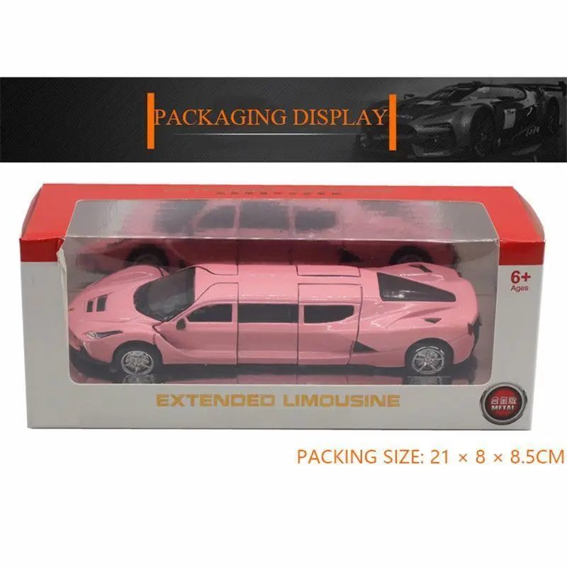 

1:32 Lengthened Sport Car Model Alloy Pull Back Car Models Toy With Light Sound Extended Car Model For Children Good Boy Gifts
