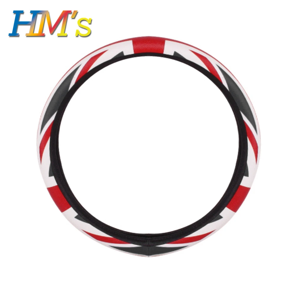 Black Union Jack Из искусственной кожи чехол рулевого колеса автомобиля аксессуары для Mini Cooper R56 F56 F55 для Mini Countryman R60 F60 для Mini Clubman F54 R55 - Название цвета: Black Union Jack