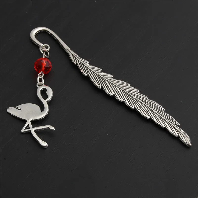 1 шт. Серебряная цветная Закладка в виде фламинго Веселые животные Амулеты с