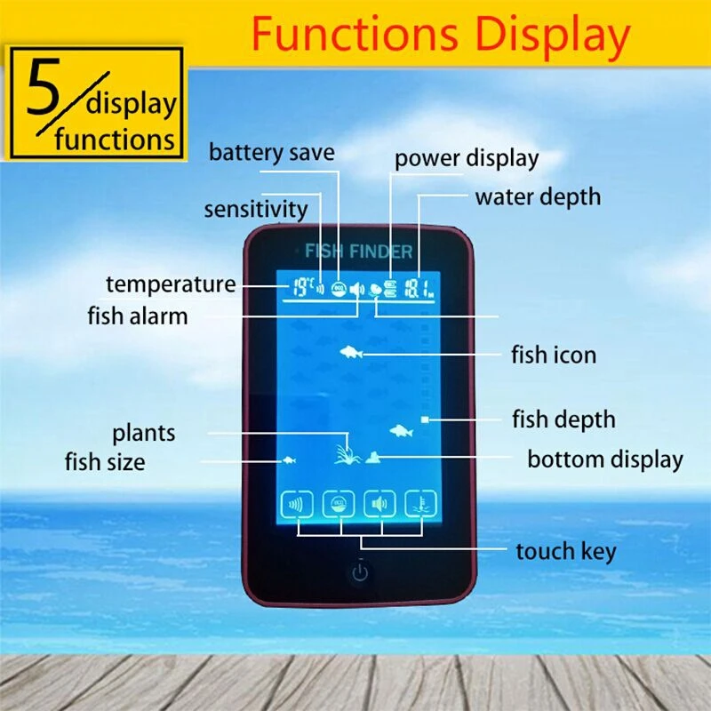 

Colorful Screen Fish Finder Wireless Echo Sounder Fishing Tools Fishing Finder 80M Depth Fishfinder