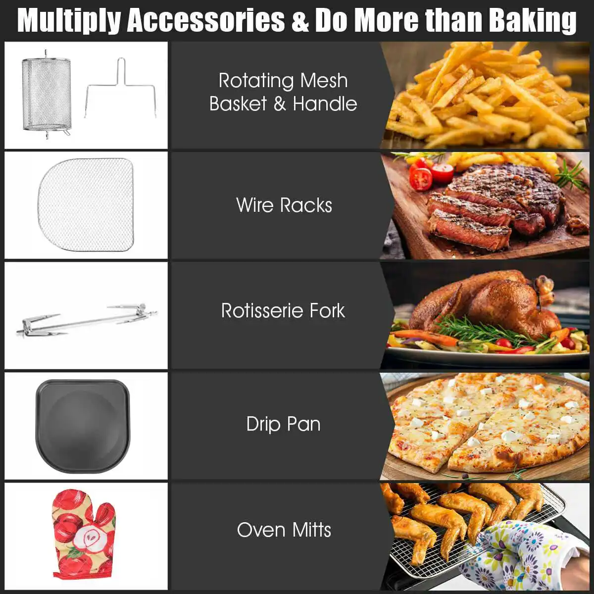 

12L Air Fryer 1800W Electric Digital Airfryer Rotisserie Dry Cooker Window Display Baking French Fries Cooking Appliances