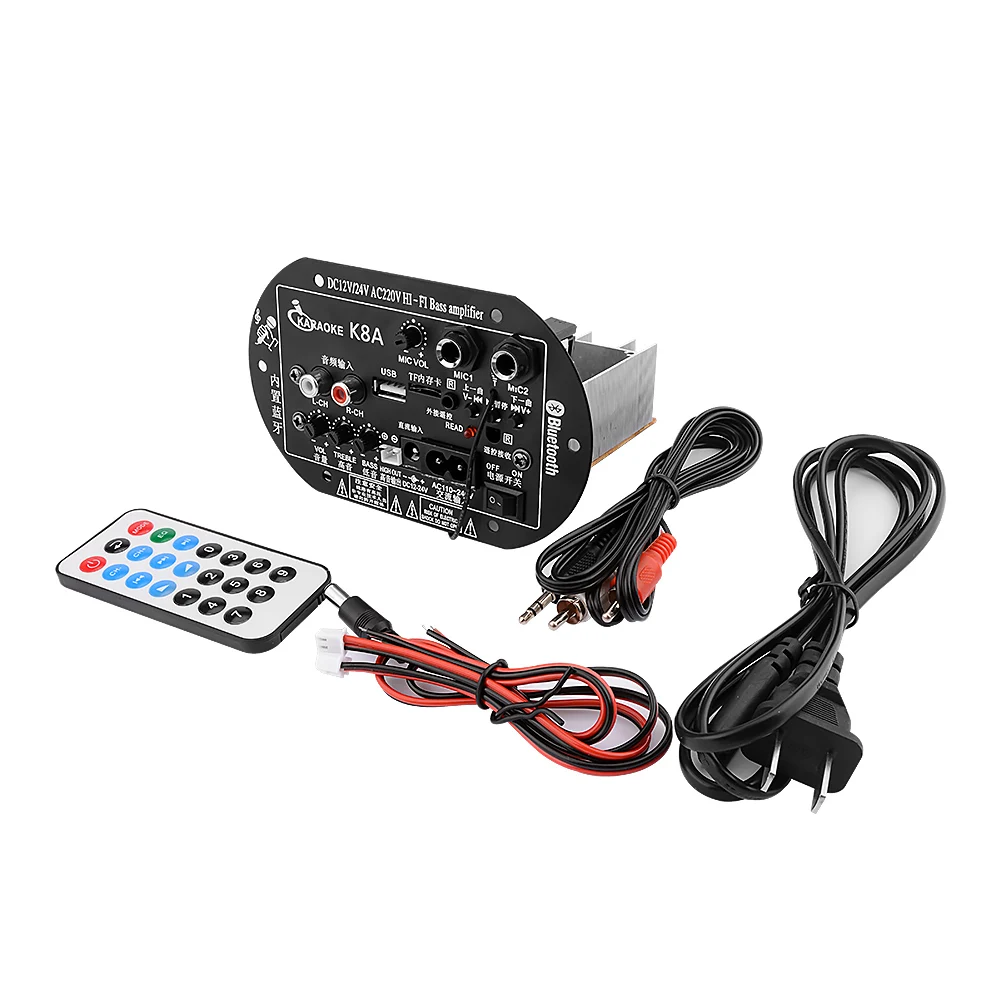 AOSHIKE Bluetooth Сабвуфер автомобильный усилитель мощности двойной микрофон 12 В 24 в 220