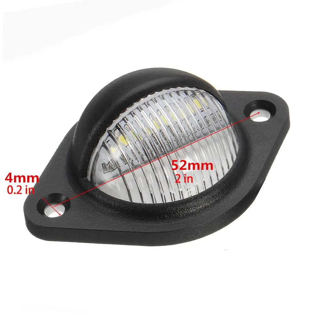 

2pcs 12V 24V Universal 3LED White License Plate Light Rear Tail Lamp For Car Truck Trailer Lorries Vans Caravans Led Lamps