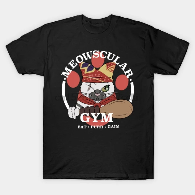 Мужская футболка meowsular Gym Monster Hunter (1) с принтом футболки Топ|Мужские футболки| |