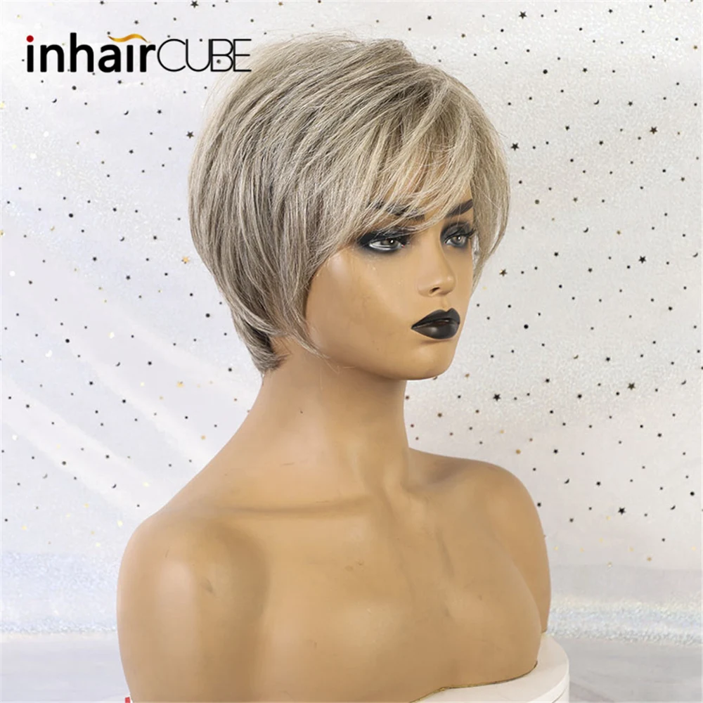 Inhaircube Ombre коричневые короткие волнистые волосы кружевные Передние синтетические