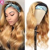 headband wig human hair wigs for women ombre brown body wave human hair wig honey blonde head band wig indina scarf wig 180
