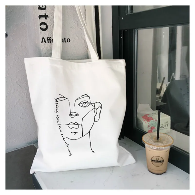 

Women face funny slogan graphic tote bags Canvas bag shopping bags Travel bag Cosmetic bag handbag slogan funny goth with zipper