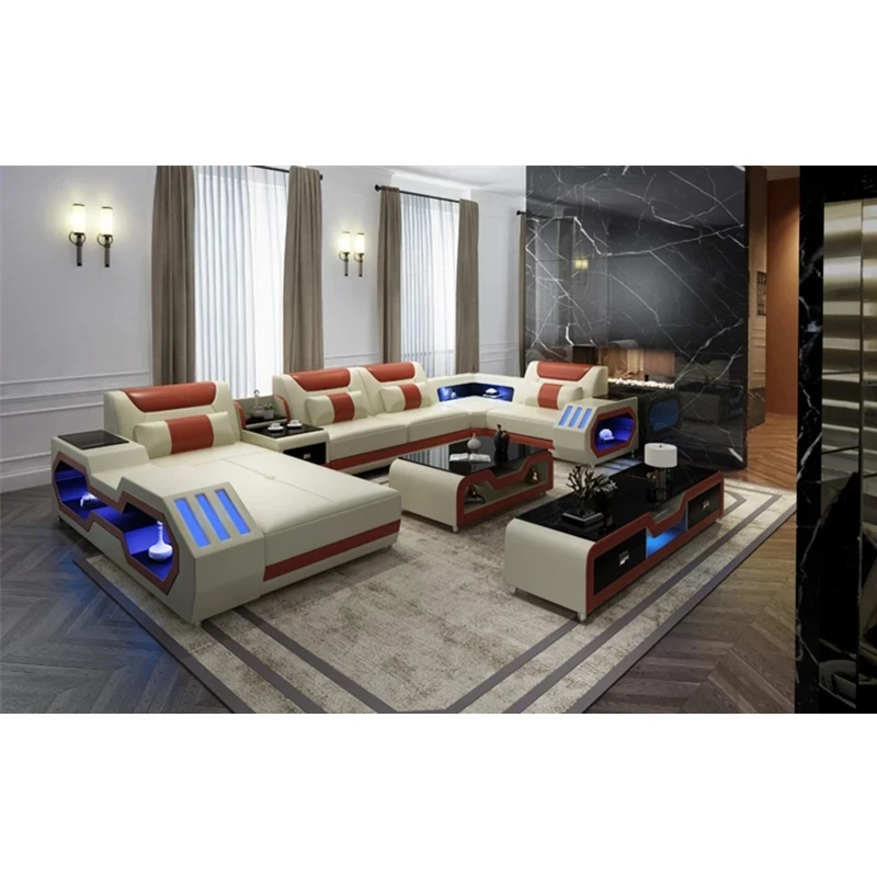 Мебель для гостиной кожаный диван угловой U-образной формы дизайнерский