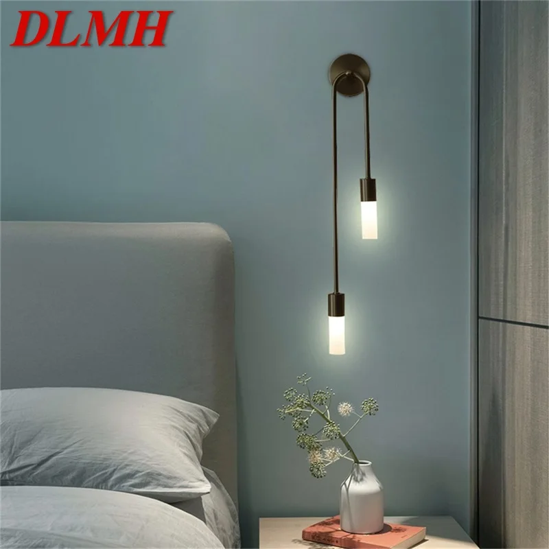 Фото DLMH латунная настенная лампа современные золотые бра простой светодиодный