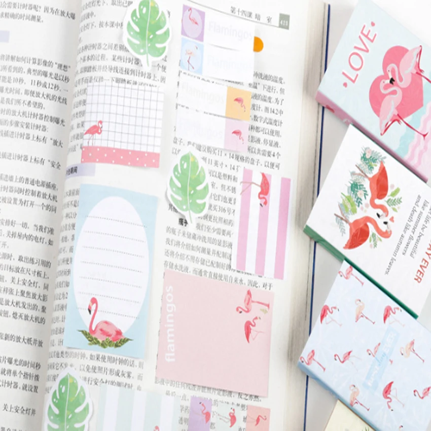 12 упаковок/лот симпатичный Фламинго 6 складной бумажный блокнот для записей