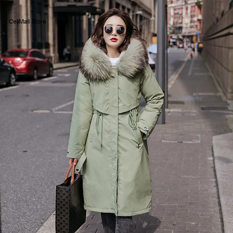 

Женская 2020 зимняя куртка размера плюс приталенная куртка с капюшоном, Женская парка, куртка с меховым воротником, Длинная зимняя куртка с по...