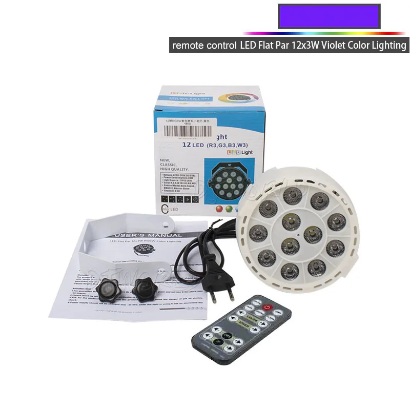 Remote Violet White DJworld беспроводной пульт дистанционного управления светодиодный плоский пар 12x3 Вт RGBW освещение белый корпус фиолетовый цвет для DJ Диско Музыка концертный бальный бар - Цвет: Remote Violet White