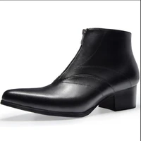 2020 winter chelsea boots men fashion high heel leather shoes ankle autumn male footwear