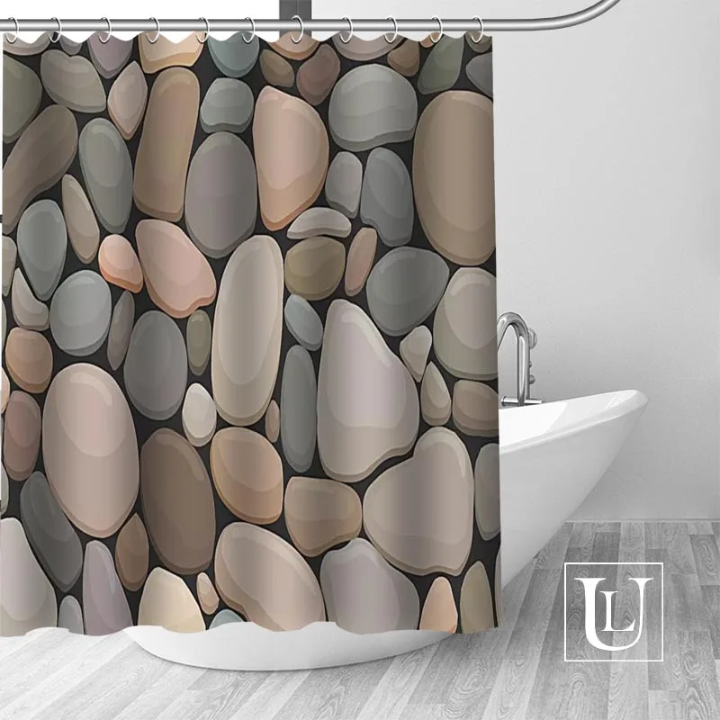 Пользовательские каменные текстуры булыжника стены занавески для душа Новый