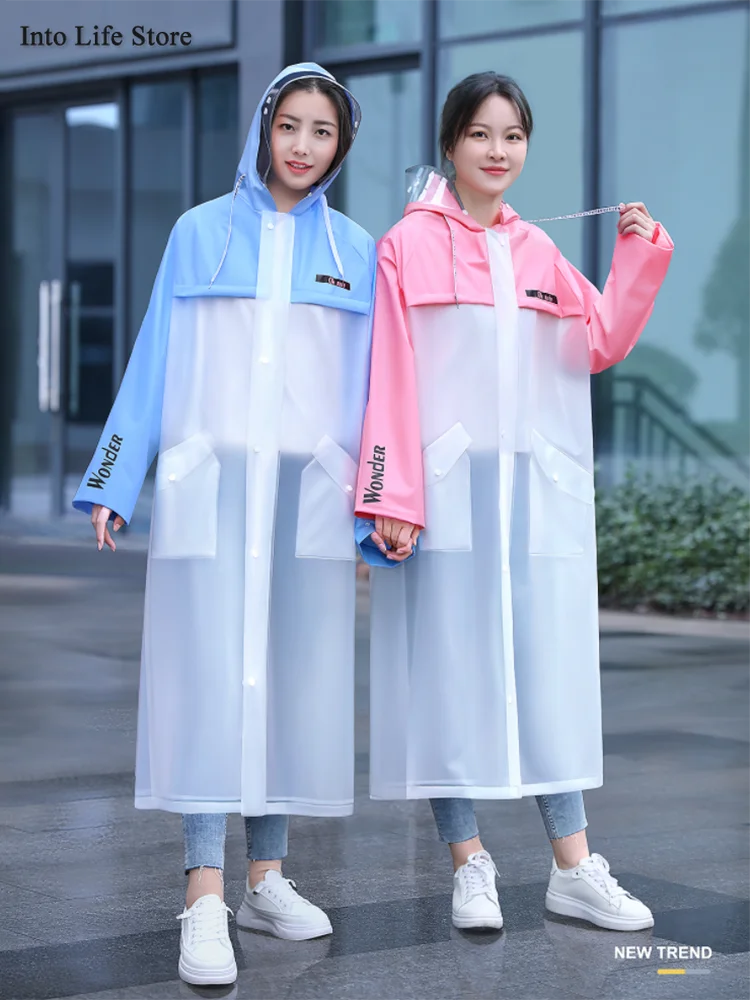 Прозрачный длинный дождевик Женская водонепроницаемая куртка для взрослых