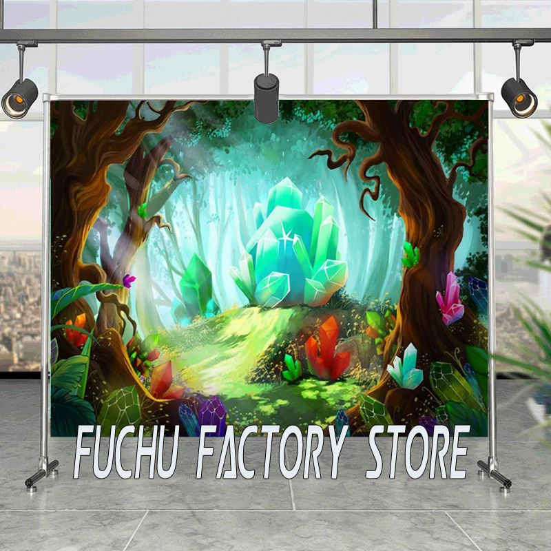 

Custom Fantastic Color Forest Cartoon Background Children 'S Birthday Party Scene Decoration Studio Photography Photo Backdrop