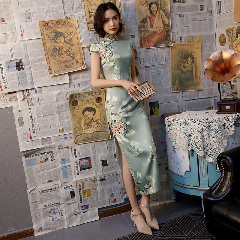 SHENG COCO красивое китайское платье Qipao современное вечернее женское длинное
