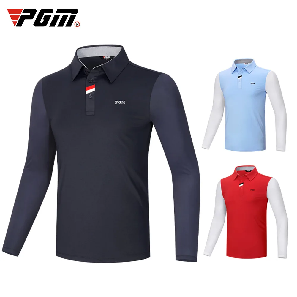 PGM spring and summer golf clothing fashionable and comfortable men's long-sleeved T-shirt stretch sports fabric men's
