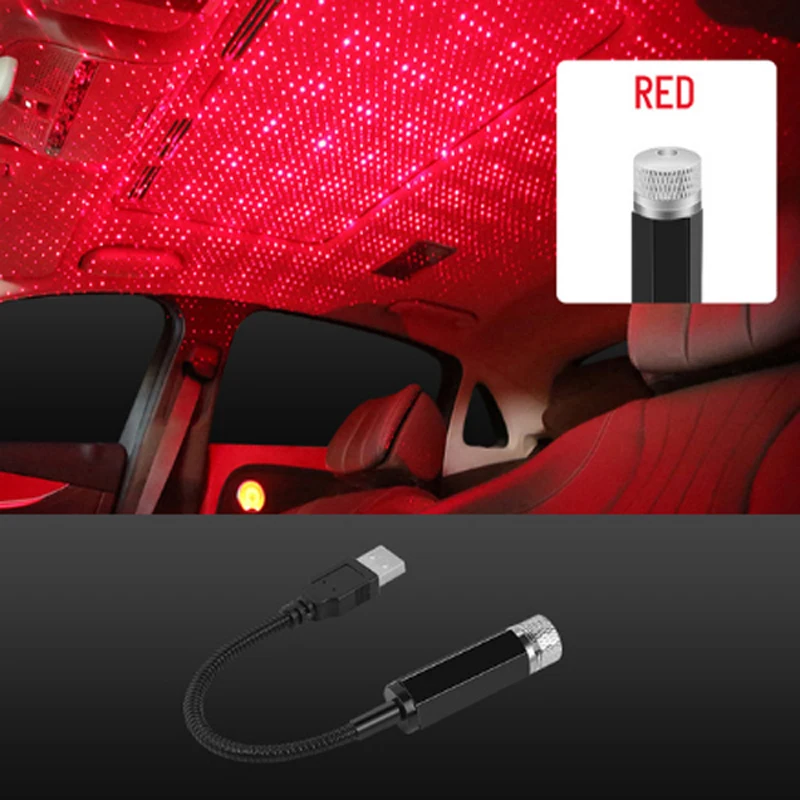 

1Pcs Car Roof Interior LED Starry Laser Atmosphere Ambient Projector Light USB Auto Decoration Night Home Decor Galaxy Lights