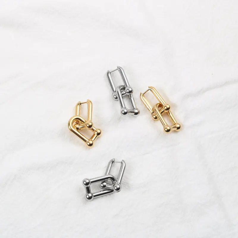 

Joolim High End PVD Plated Symple Letter U Earring Drop Shipping Supplier