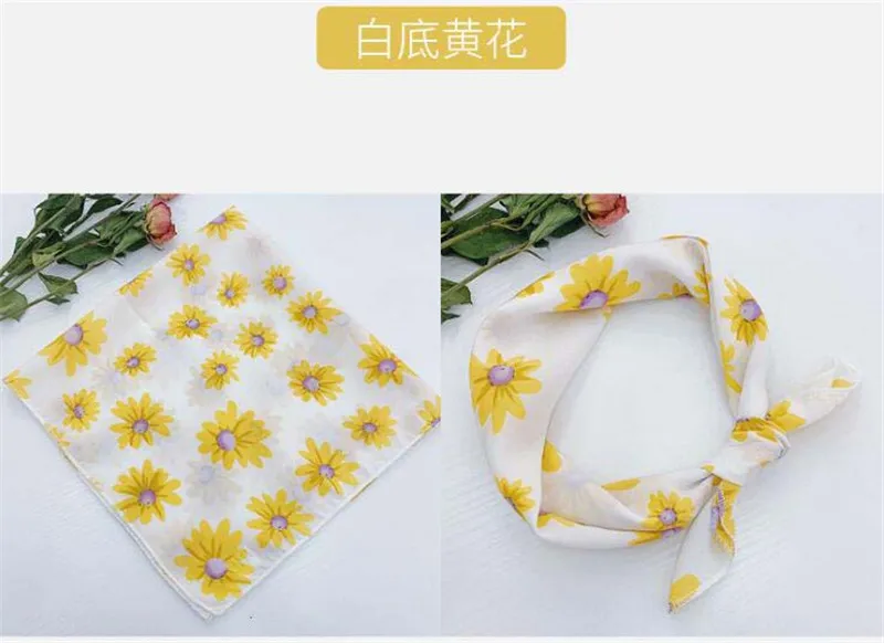 

2020 new hijab scarf women bandana silk scarf foulard femme hair scarf Versatile Small kerchief Small silk scarf decorate flower
